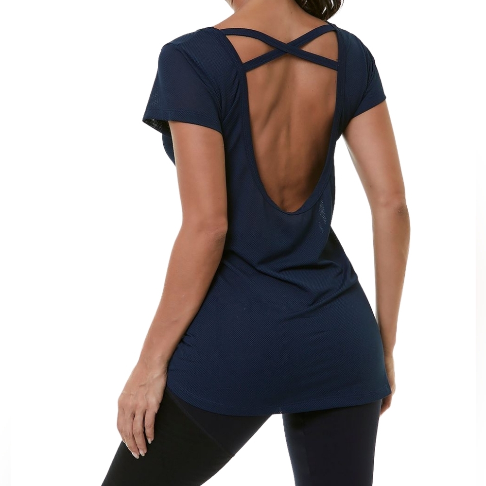 Women's Navy Blue Open Back Top